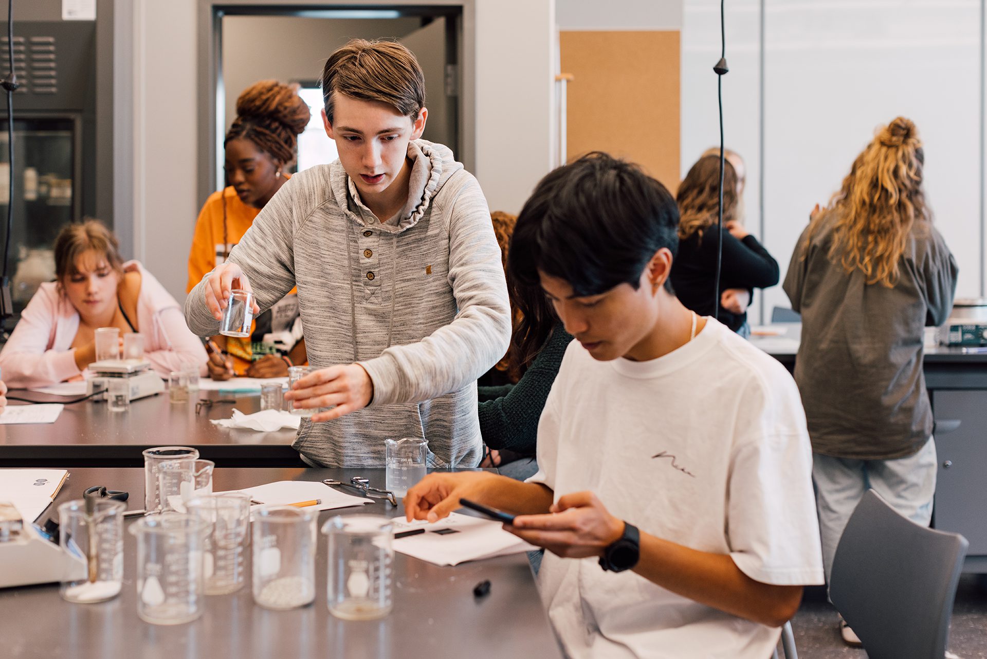Abbotsford Christian School secondary students in science lab
